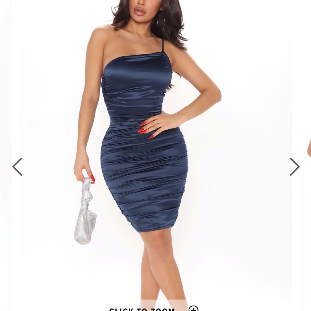 Satin midi navy dress